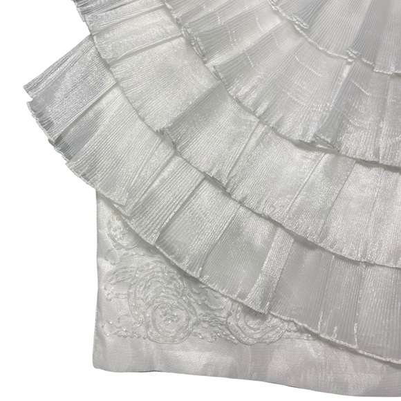 Cinderella Devine Vtg 3D Beaded Tiered Strapless White Wedding Cocktail Dress - Picture 10 of 16